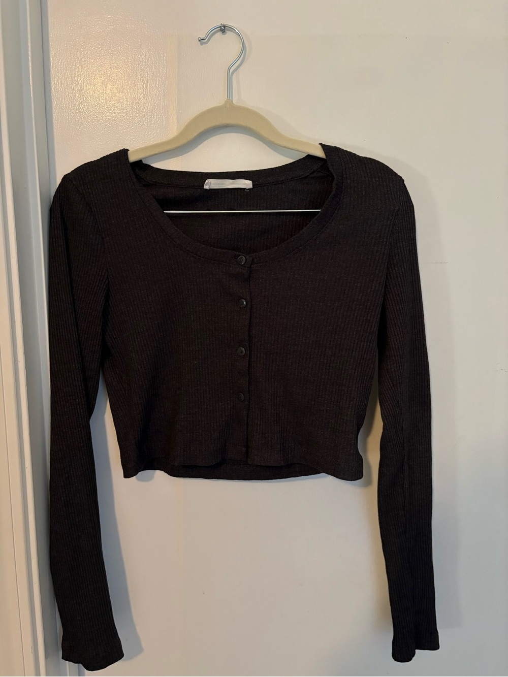 Primark Black Ribbed Long-Sleeve Cropped Cardigan